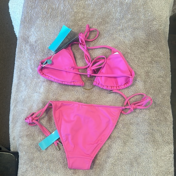 bikini in pink by Mellissa Odabash in size 4. side tie bottom, back/neck tie top - Picture 8 of 13